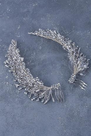 Silver Crystal Embellished Bridal Hair Accessory for Henna Ceremonies, Engagements, and Side Combs