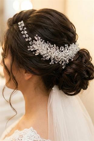 Silver Crystal Embellished Bridal Tiara Hair Accessory Henna Engagement Accessory