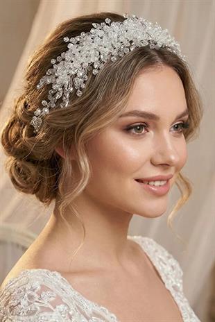 Silver Crystal Embellished Bridal Tiara Hair Accessory Henna Engagement Accessory