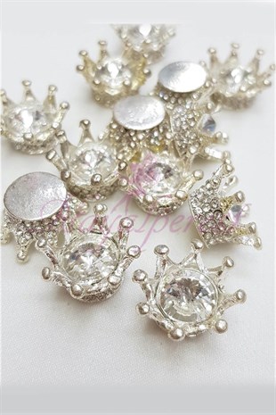 بروش تاج الملك من حجر الكريستال الفضي