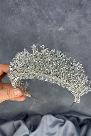 Silver Livan Beaded Bridal Henna Crown Hair Accessory