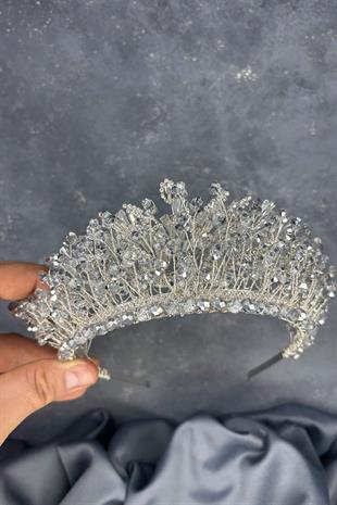 Silver Livan Beaded Bridal Henna Crown Hair Accessory