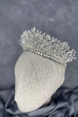 Silver Livan Beaded Bridal Henna Crown Hair Accessory