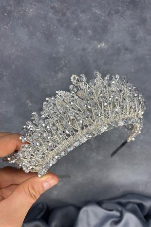 Silver Livan Beaded Bridal Henna Crown Hair Accessory