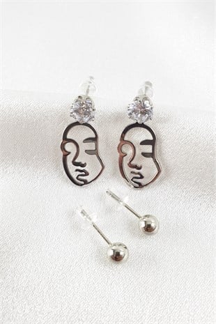 Gümüş Maske Küpe