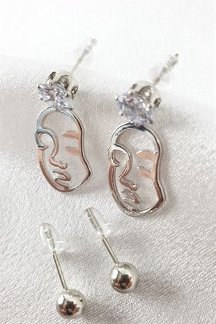 Gümüş Maske Küpe