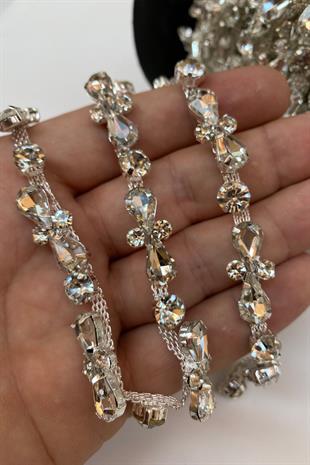 شريط فضي شبكي من الحجر اللامع فستان سهرة بشريط حدودي