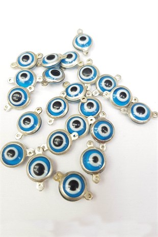 قلادة حبة عين الشر المعدنية الفضية