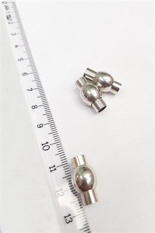 Gümüş Mıknatıslı Deri Bileklik ve Kolye Klipsi