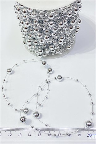 Gümüş Misinalı Şerit İnci 10 mt