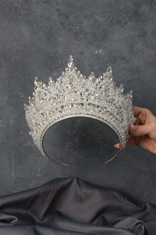 Sterling Silver Paris High Dense Bead Embroidered Bridal Henna Tiara