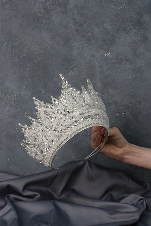 Sterling Silver Paris High Dense Bead Embroidered Bridal Henna Tiara