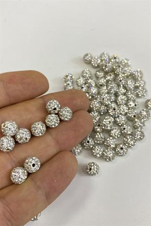Silver Shiny Stone Bead 8 mm