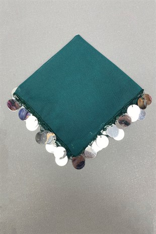 Silver Sequin Luxury Halay Handkerchief 1 Piece Green
