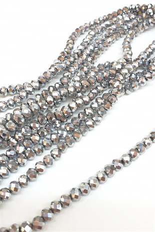 Gümüş Rengi Kaplama Kristal Boncuk 6 Mm