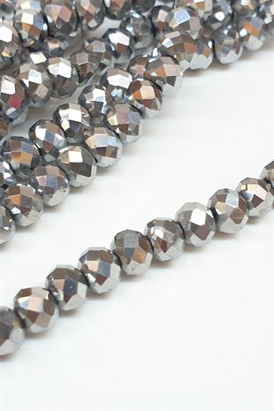 Gümüş Rengi Kaplama Kristal Boncuk 6 Mm