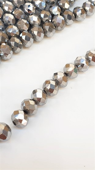 Gümüş Rengi Kaplama Kristal Boncuk 8 mm