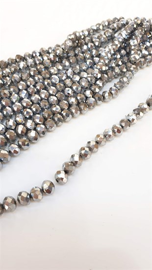 Gümüş Rengi Kaplama Kristal Boncuk 8 mm