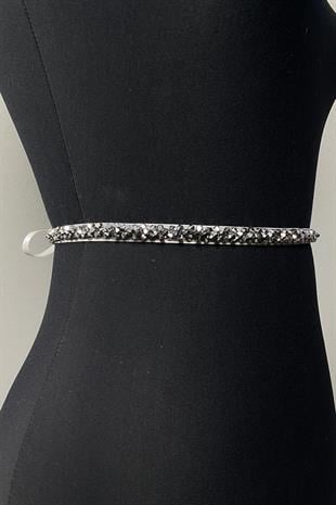 اللون الفضي كريستال مطرز مساء اللباس حزام الإكسسوار