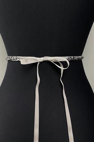 اللون الفضي كريستال مطرز مساء اللباس حزام الإكسسوار