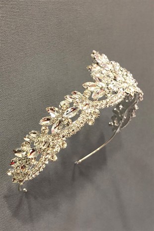 Silver Color Crystal Stone Metal Case Henna and Bridal Crown