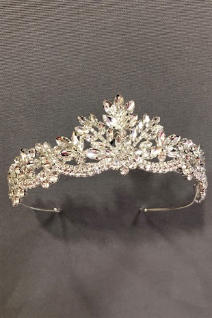 Silver Color Crystal Stone Metal Case Henna and Bridal Crown
