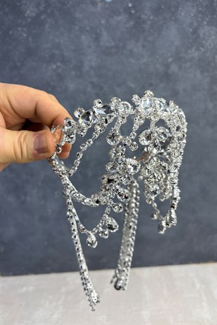 Gümüş Rengi Layd Alınlık Gelin Saç Aksesuarı Gelin Kına Tacı