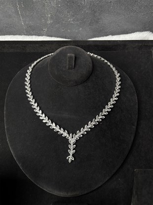 Gümüş Rengi Lüks Zirkon Taşlı 3lü Takı Seti Kolye Küpe Bileklik Gelin Nişan