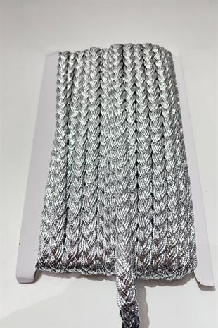 Gümüş Rengi  Saç Örgüsü Simli Şerit Biye Su Taşı