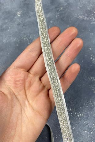 حزام فستان سهرة بحجر لامع كثيف باللون الفضي