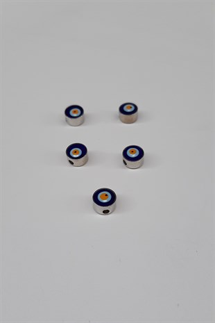 Silver Color Cylinder Evil Eye Bead