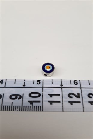 Silver Color Cylinder Evil Eye Bead