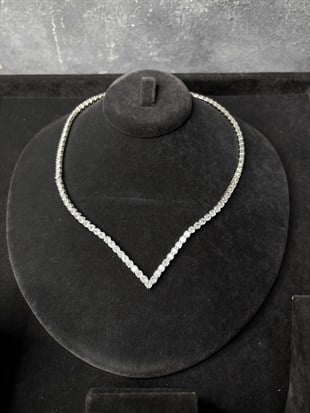 Gümüş Rengi Zirkon Kolye Küpe Bileklik 3lü Set / Takı Seti Abiye Düğün Takı
