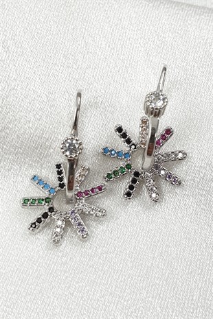 Gümüş Rengi Zirkon Taşlı Situla Yıldız Küpe