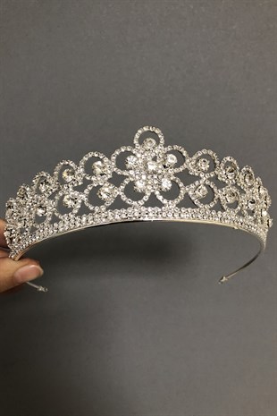 Silver Flower Patterned Bridal Crown