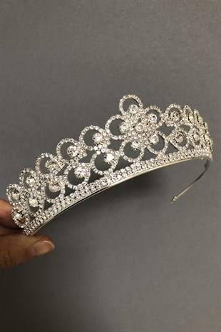 Silver Flower Patterned Bridal Crown