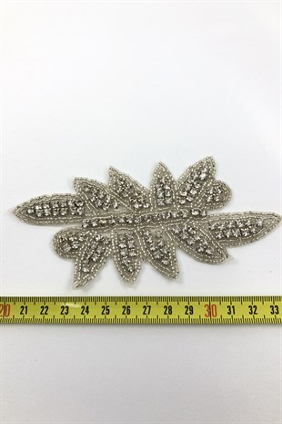 Silver Color Patterned Iron-on Stone Applique