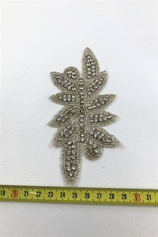 Silver Color Patterned Iron-on Stone Applique