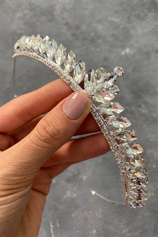 Silver Color Ece Model Slim Bridal Crown