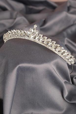 Silver Color Thin Shuttle Stone Bridal Henna Crown