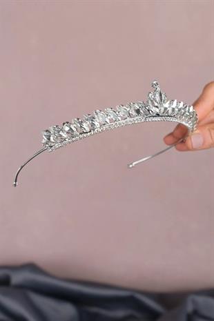 Silver Color Thin Shuttle Stone Bridal Henna Crown