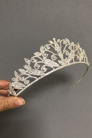Gümüş Renk Lenin Model Gelin Tacı