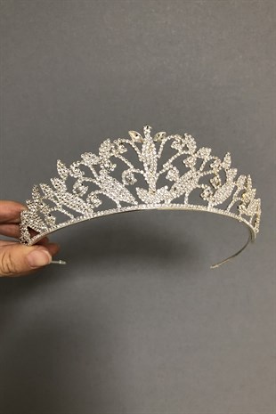 Gümüş Renk Lenin Model Gelin Tacı