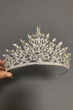 Gümüş Renk Leny Model Gelin Tacı