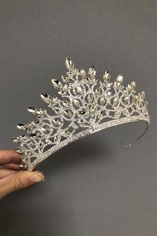 Gümüş Renk Leny Model Gelin Tacı