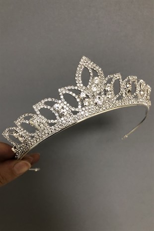 Silver Color Leon Model Bridal Crown