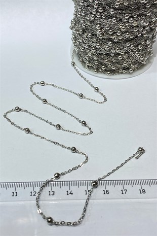 Gümüş Renk Metal Toplu Kolye Zinciri 10 mt