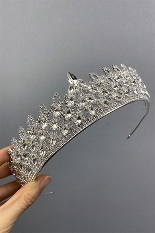 Silver Color Mia Stone Henna Bridal Crown