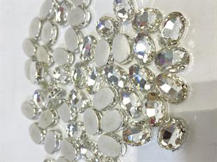 Silver Color Oval Case Beyoglu Stone Stitched Glass Beads 5 Pieces