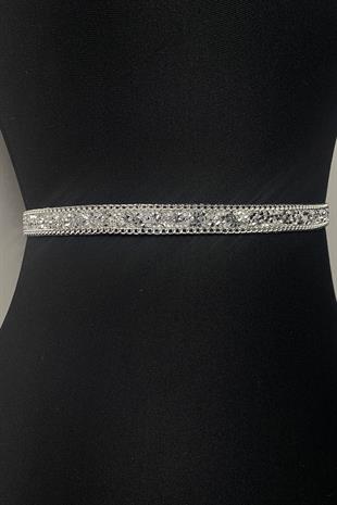 اللون الفضي لامعة حبة مطرزة مساء اللباس حزام الخصر الإكسسوار